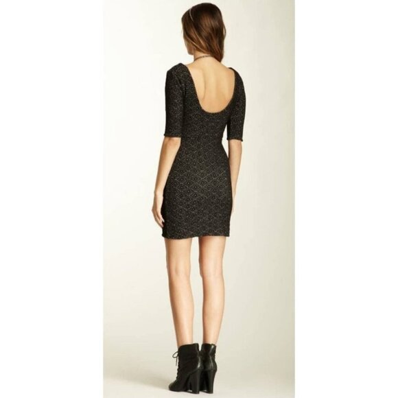 Free People Lady Pucker Black  Knit Scoop Back Bodycon Mini Dress XS - Picture 4 of 15